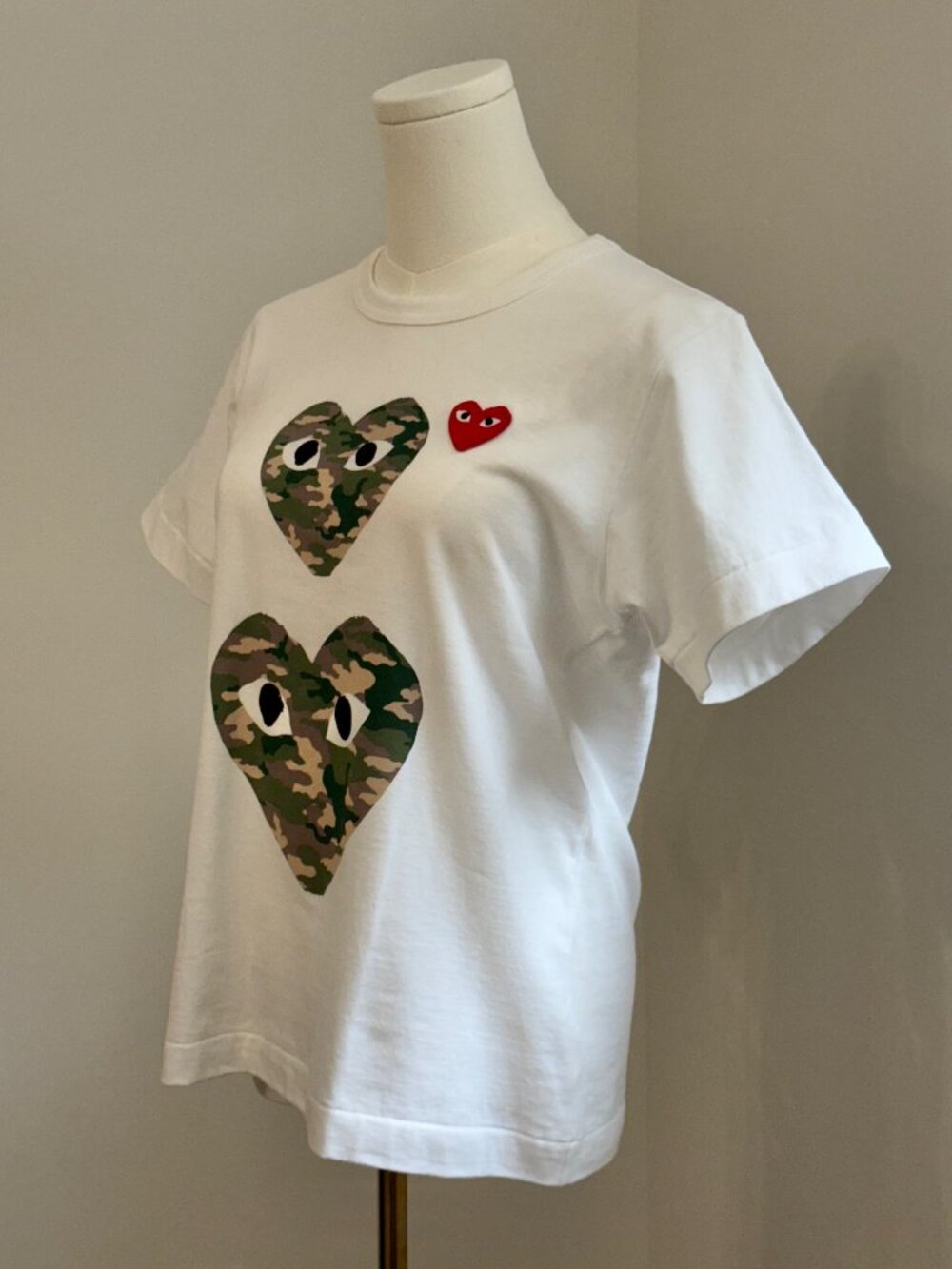 COMME DES GARÇONS PLAY Double Camo Heart T-Shirt Size L - Picture 2 of 6